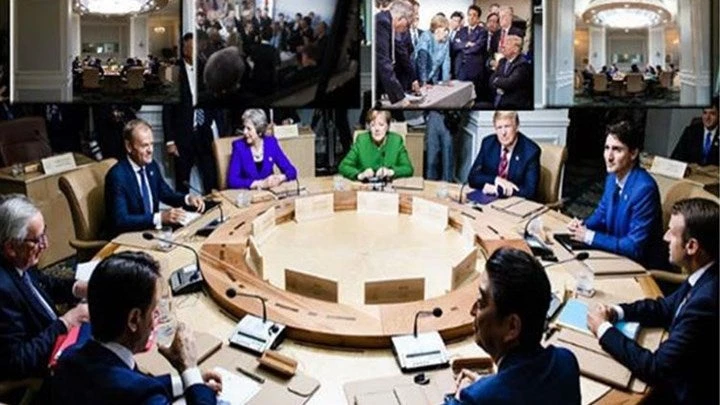 Οι φωτογραφίες που δημοσίευσαν οι ηγέτες από την G7 – Στριμωγμένος ή όχι ο Τραμπ; (Εικόνες)